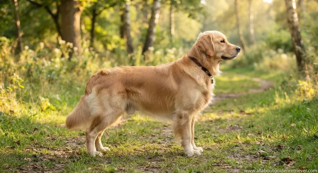 Golden Retriever Feeding Chart by Age & Weight (2026) 5 Adult Golden Retriever at ideal body weight showing proper waist and rib coverage