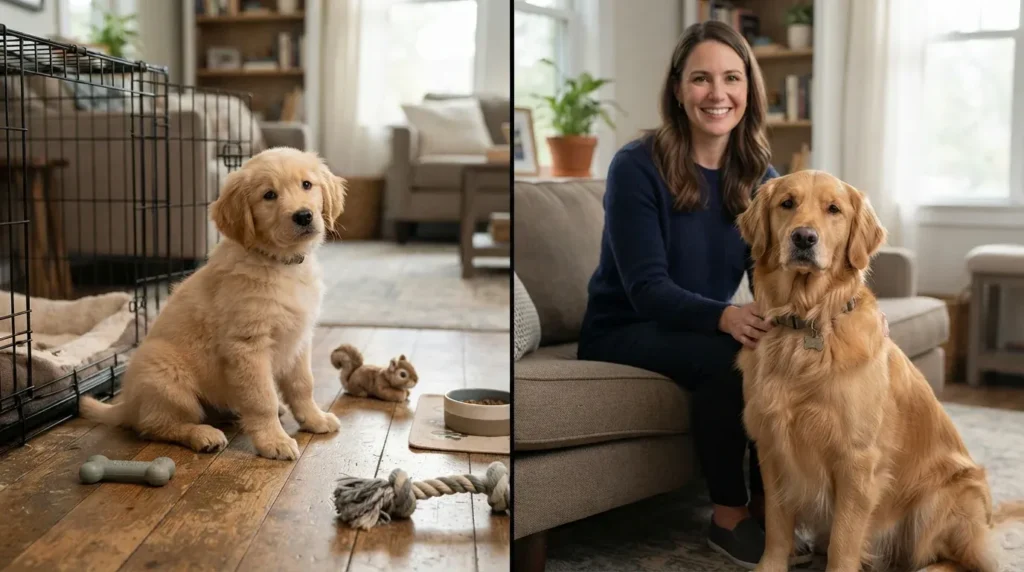 Golden Retriever puppy vs. adult: Which is easier for a first-time owner?