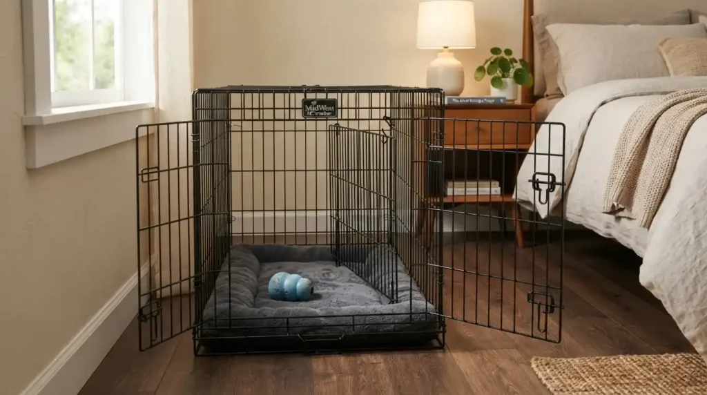 Golden Retriever crate setup